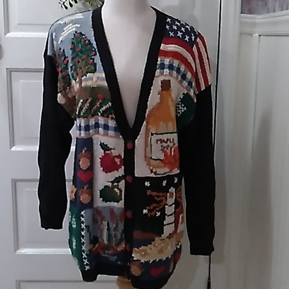 TIARA medium fall cardigan sweater 1996 vintage